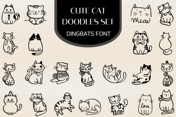 Cute Cat Doodles Set: A Whimsical Dingbats Font Review